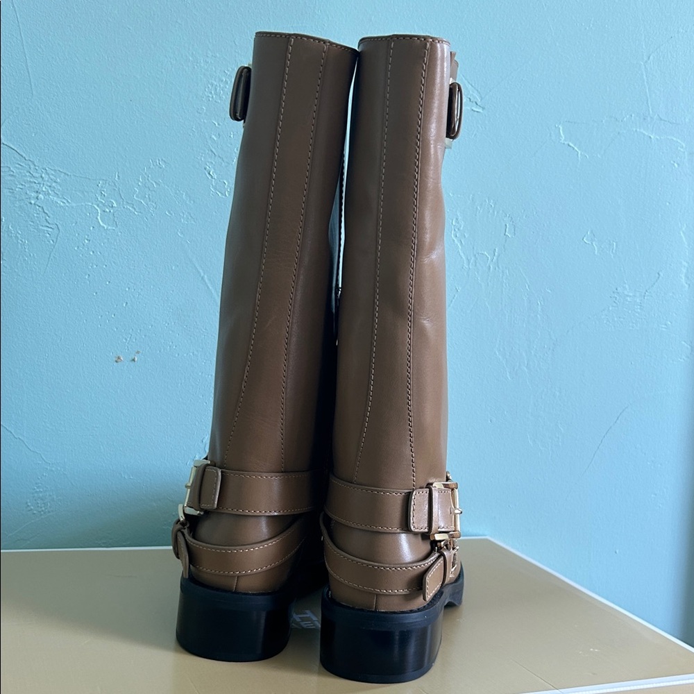 NWOT Michael Kors Brown Leather Heeled Boots - Picture 3 of 6